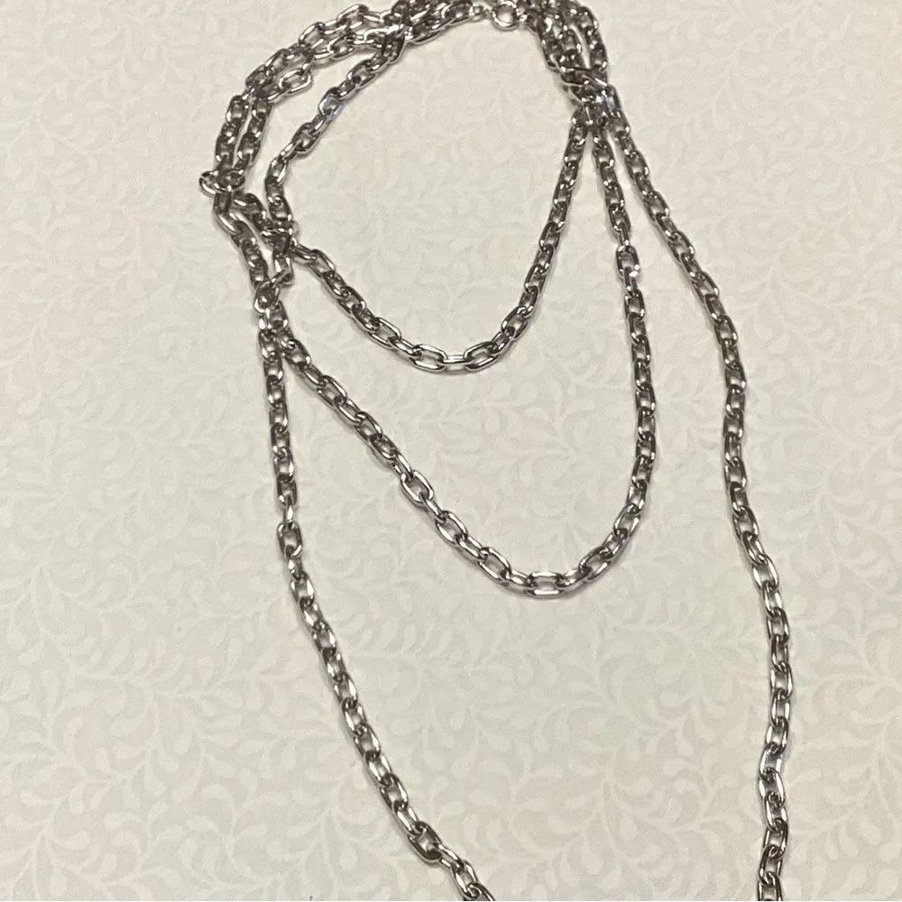 Long Silvertone  Chain Necklace